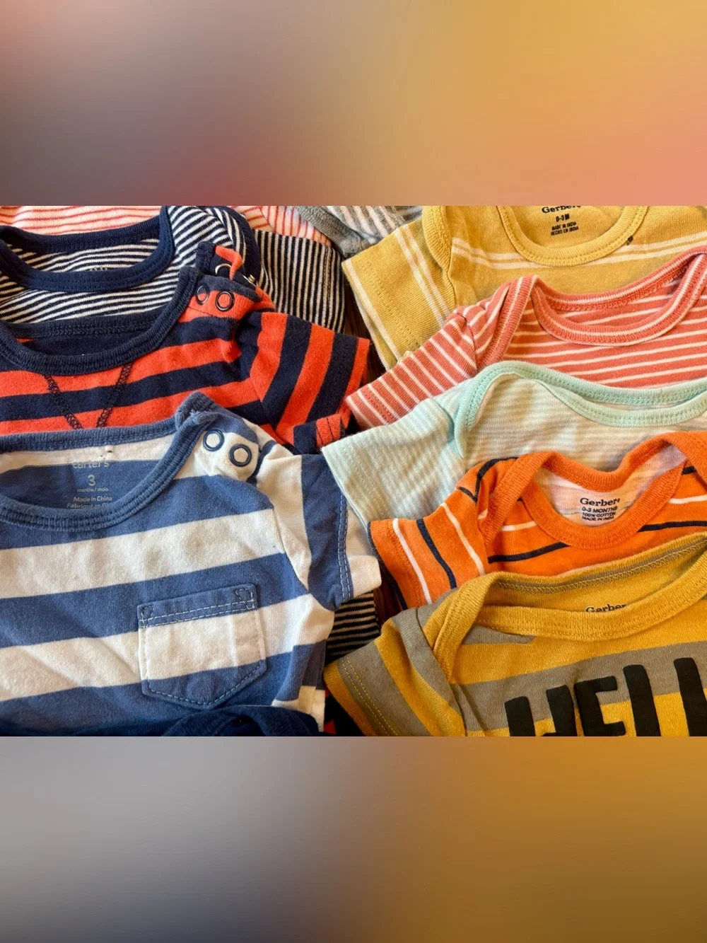 Striped Cotton Baby One-Piece Bodysuits - Mixed Colors